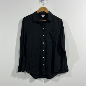 Gap The Easy Shirt Black Linen Blend Long Sleeve Button Down Top Womens Medium